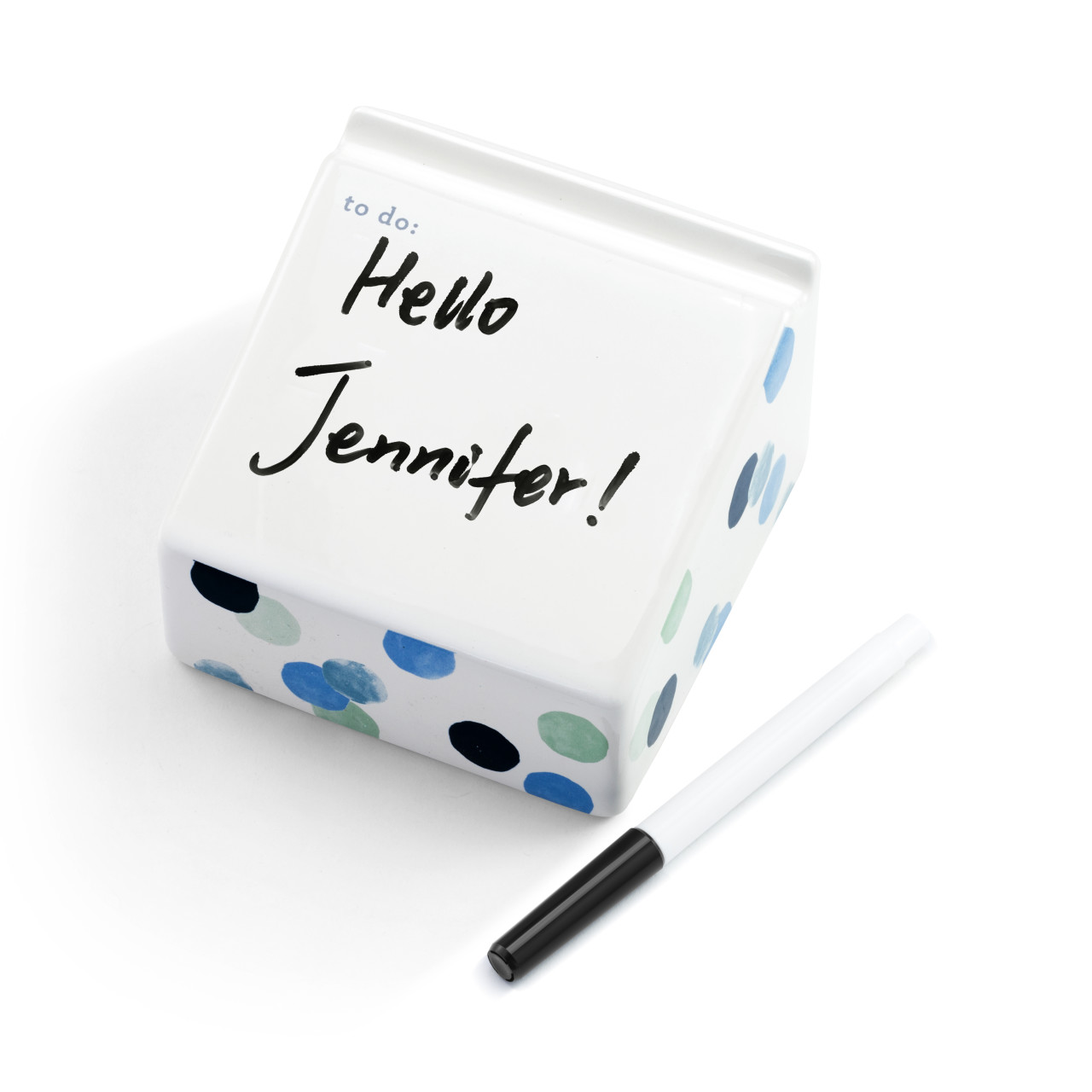 Blue Dots Write On! Ceramic Notepad thumbnail