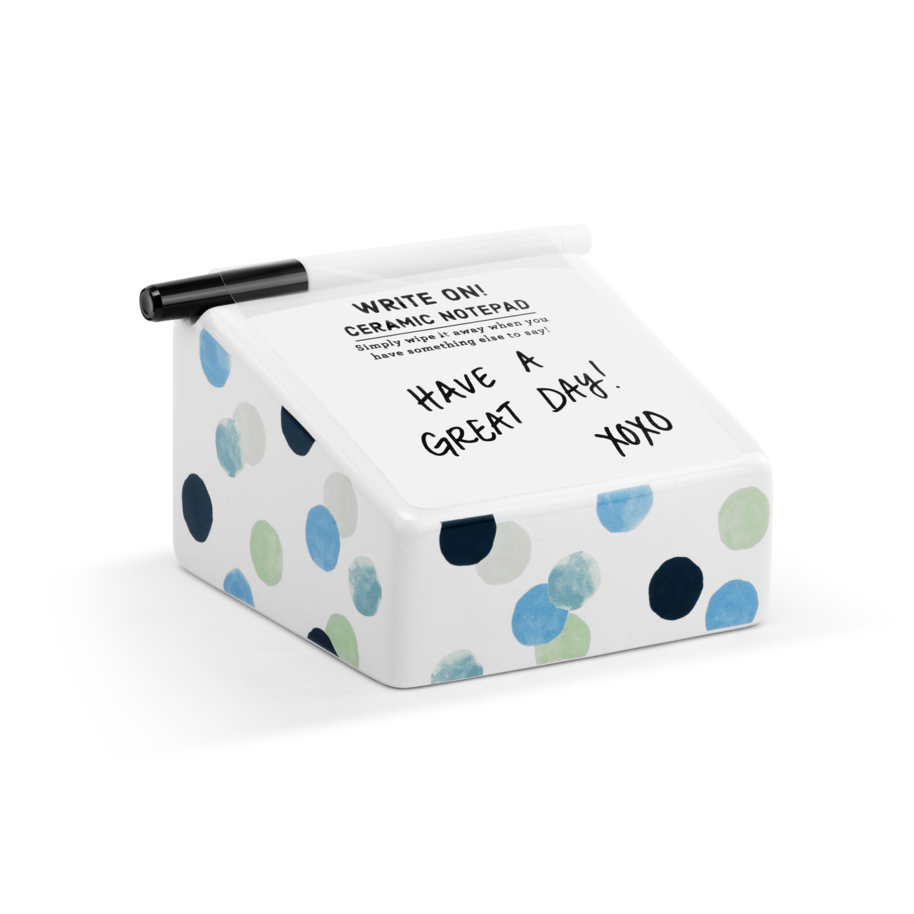 Blue Dots Write On! Ceramic Notepad thumbnail