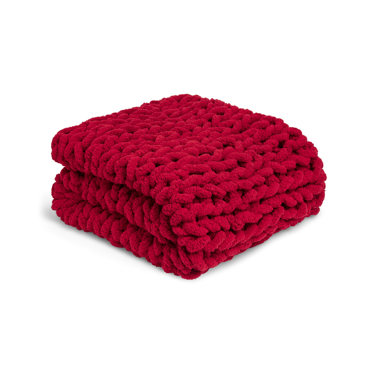 Chunky Knit Throw Blanket - Cranberry thumbnail