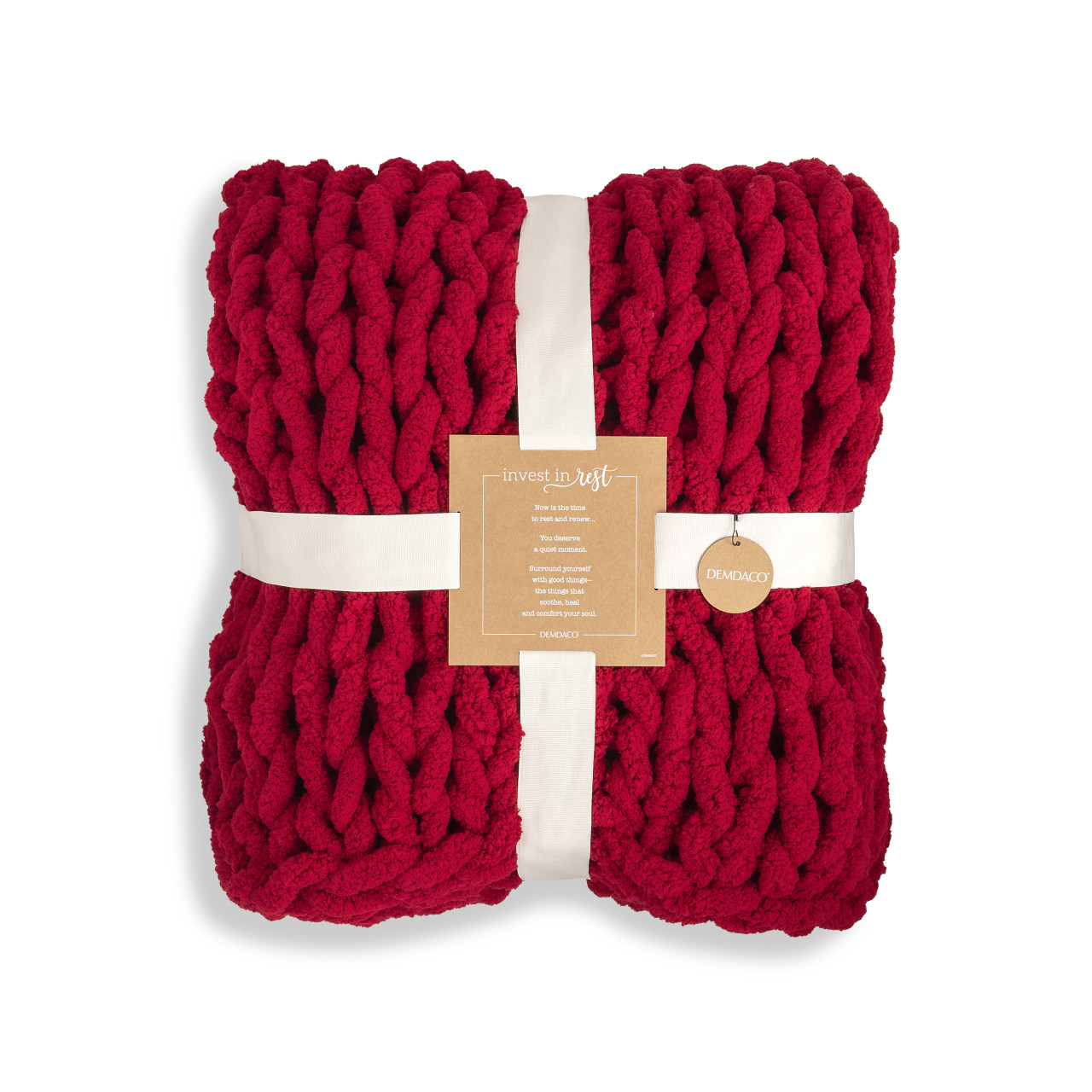 Comfort Collection Cranberry Chunky Knit Throw Blanket 65" x 70" thumbnail