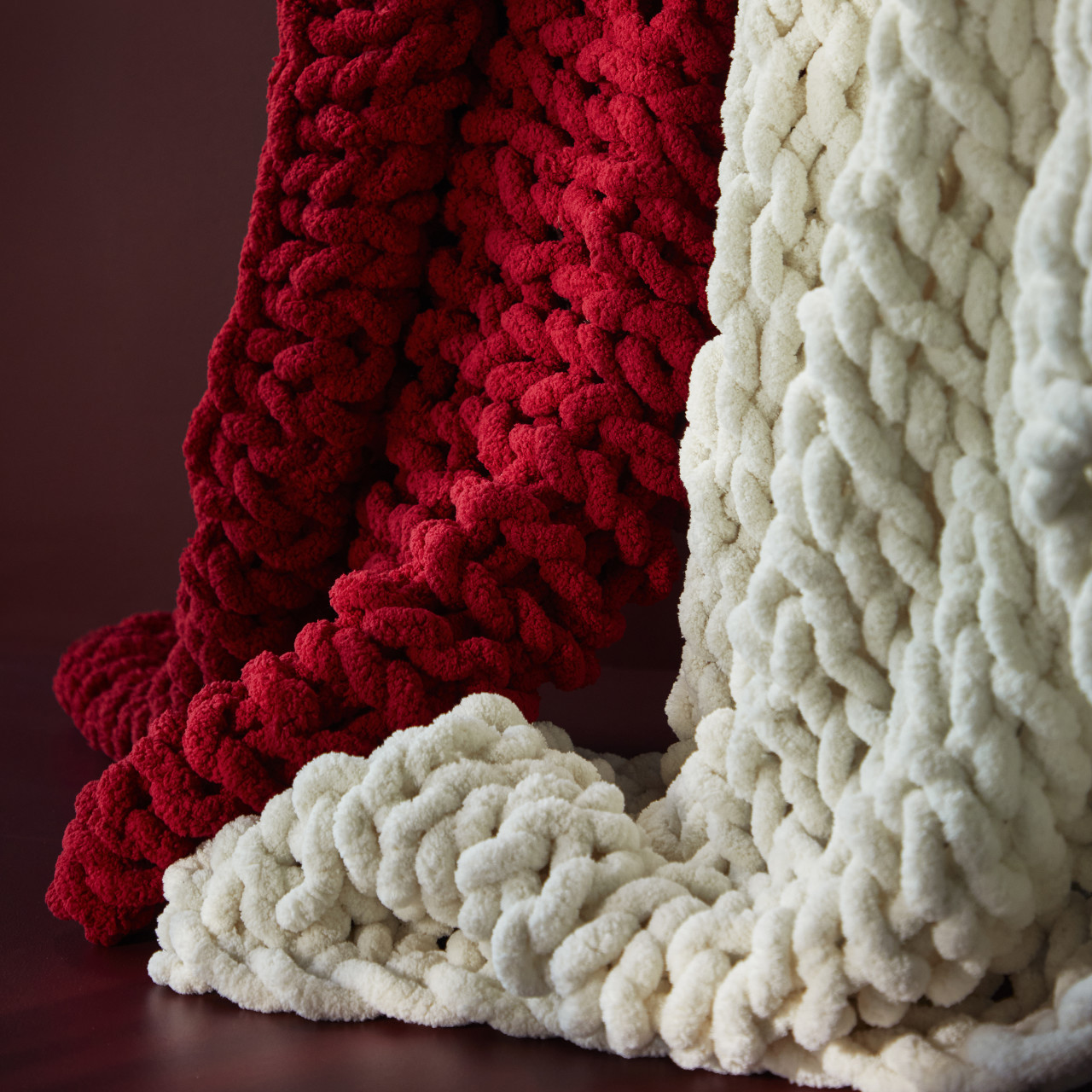 Comfort Collection Cranberry Chunky Knit Throw Blanket 65" x 70" thumbnail