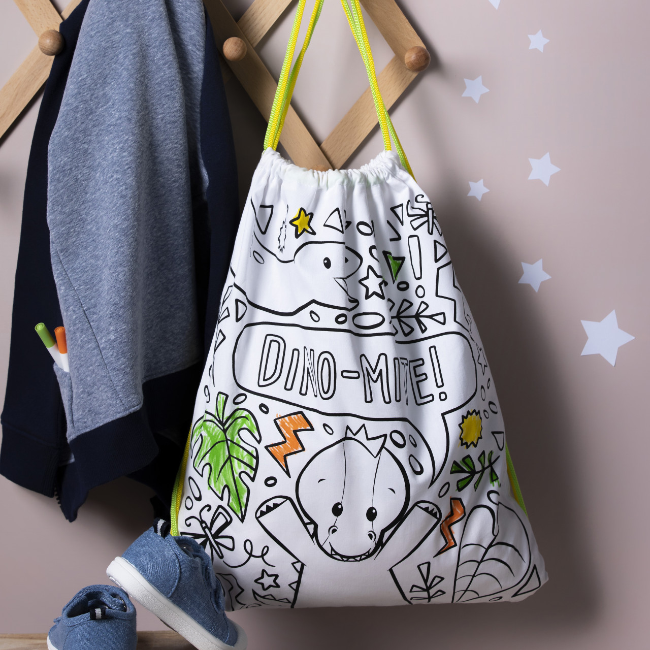 Color Me Drawstring Bag - Dinosaur thumbnail