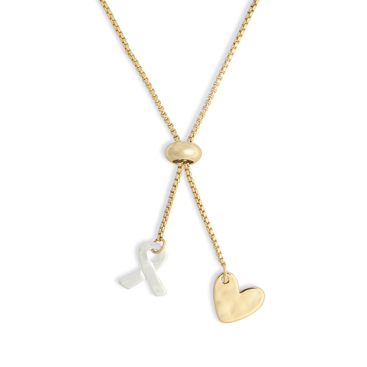 Lariat Charm Necklace - Heart and Ribbon thumbnail