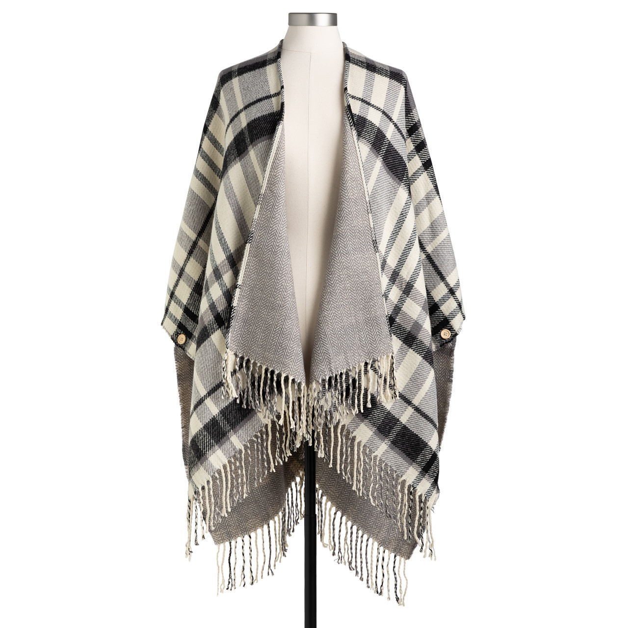 Reversible Plaid Kimono - Gray and Charcoal thumbnail