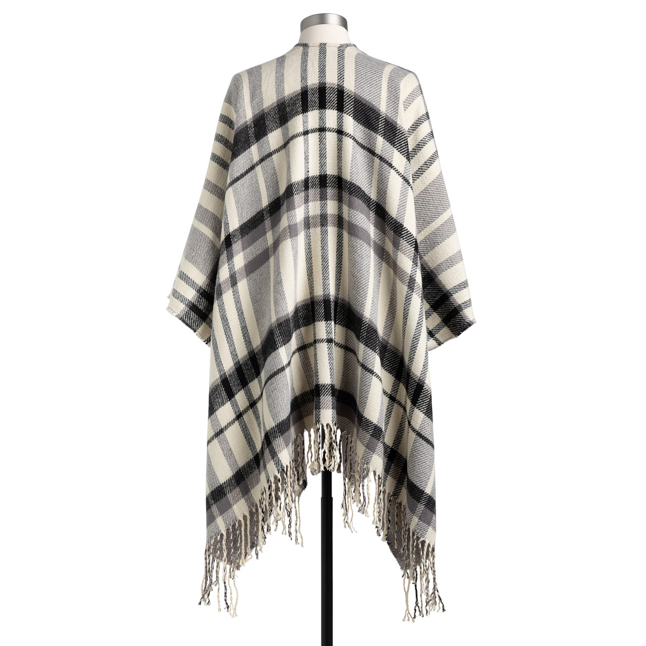 Reversible Plaid Kimono - Gray and Charcoal thumbnail