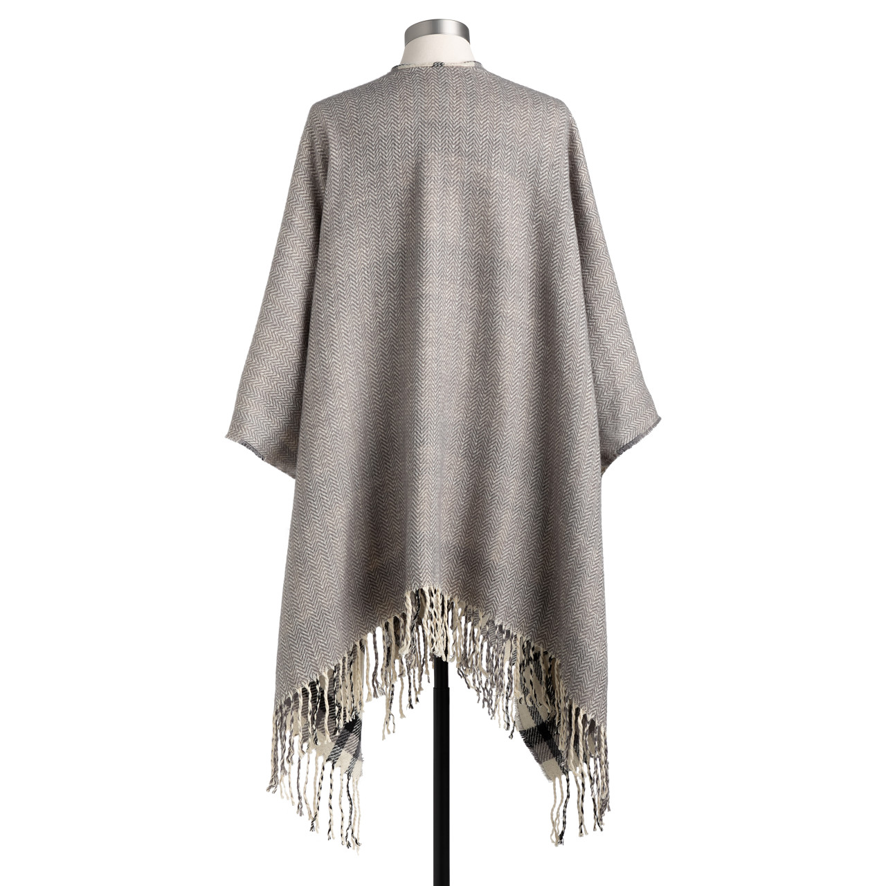 Reversible Plaid Kimono - Gray and Charcoal thumbnail
