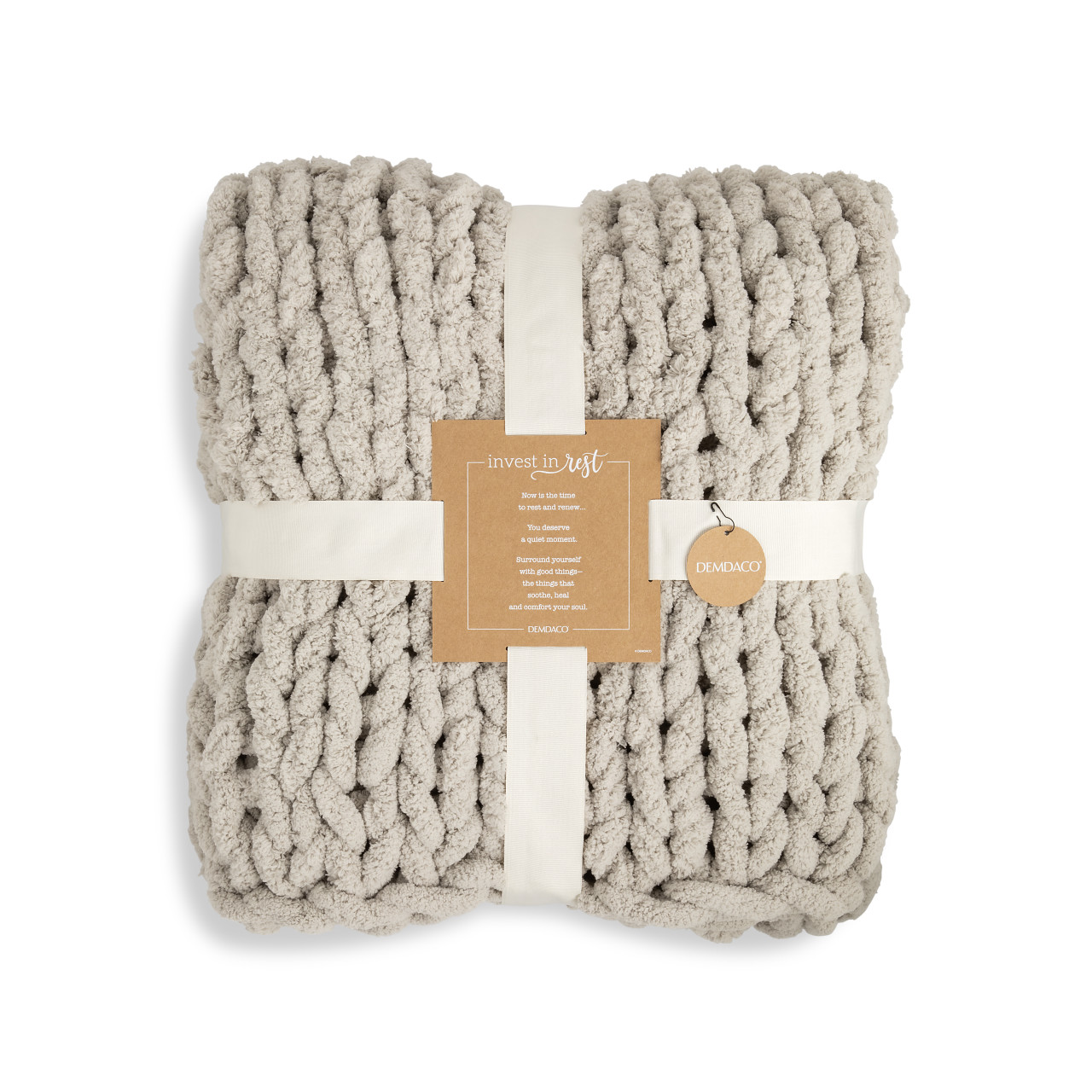 Comfort Collection Taupe Chunky Knit Throw Blanket 65" x 70" thumbnail