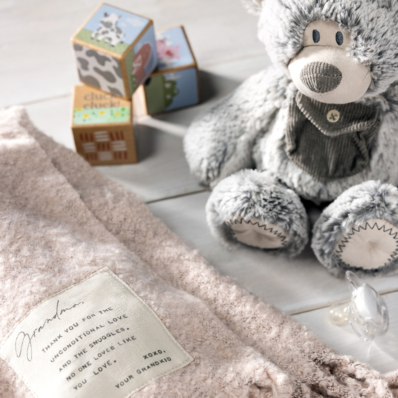 Gray Pocket Prayer Bear 11" thumbnail