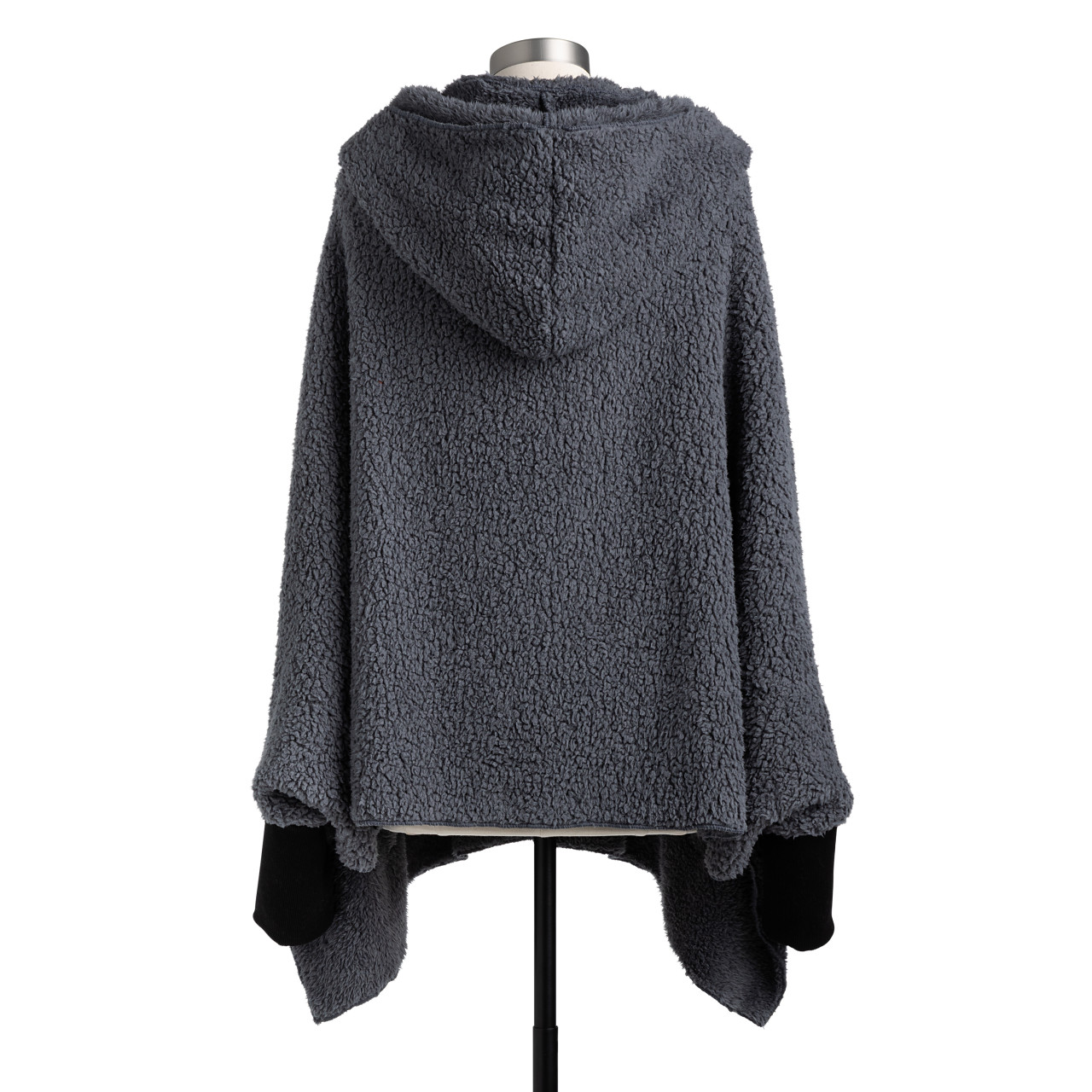 Comfort Collection Black Sherpa Hooded Wrap With Cuffs  76" x 30" thumbnail