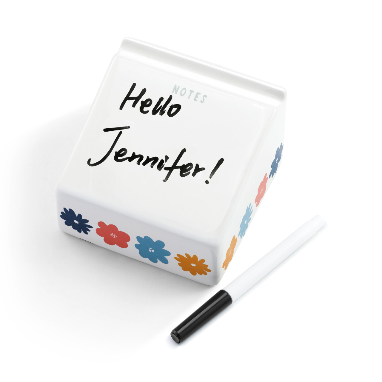 WRITE ON Collection Bright Floral Ceramic Notepad With Black Marker thumbnail