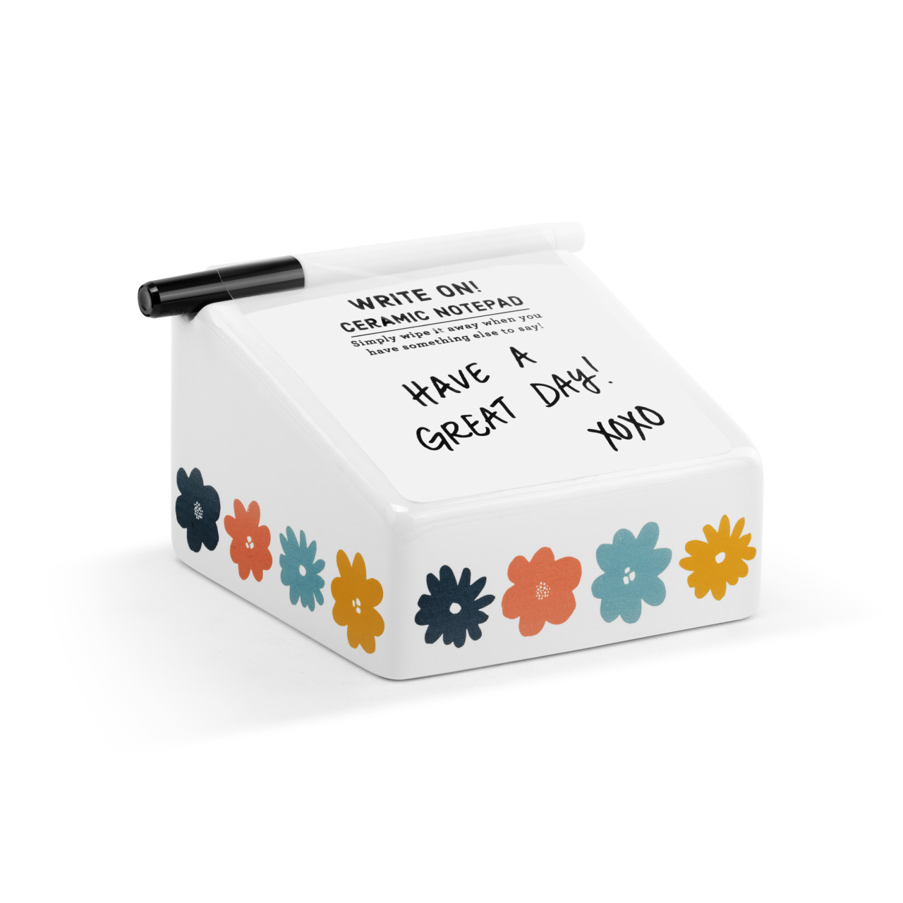 WRITE ON Collection Bright Floral Ceramic Notepad With Black Marker thumbnail