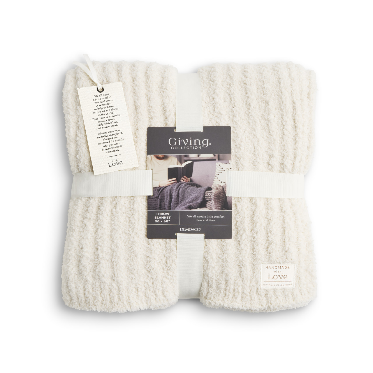 Giving Collection Cream Ribbed Throw Blanket 52" x 62" thumbnail