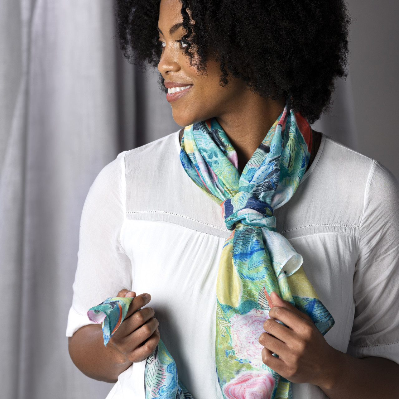 ArtLifting Rectangle Scarf - Floral Black thumbnail