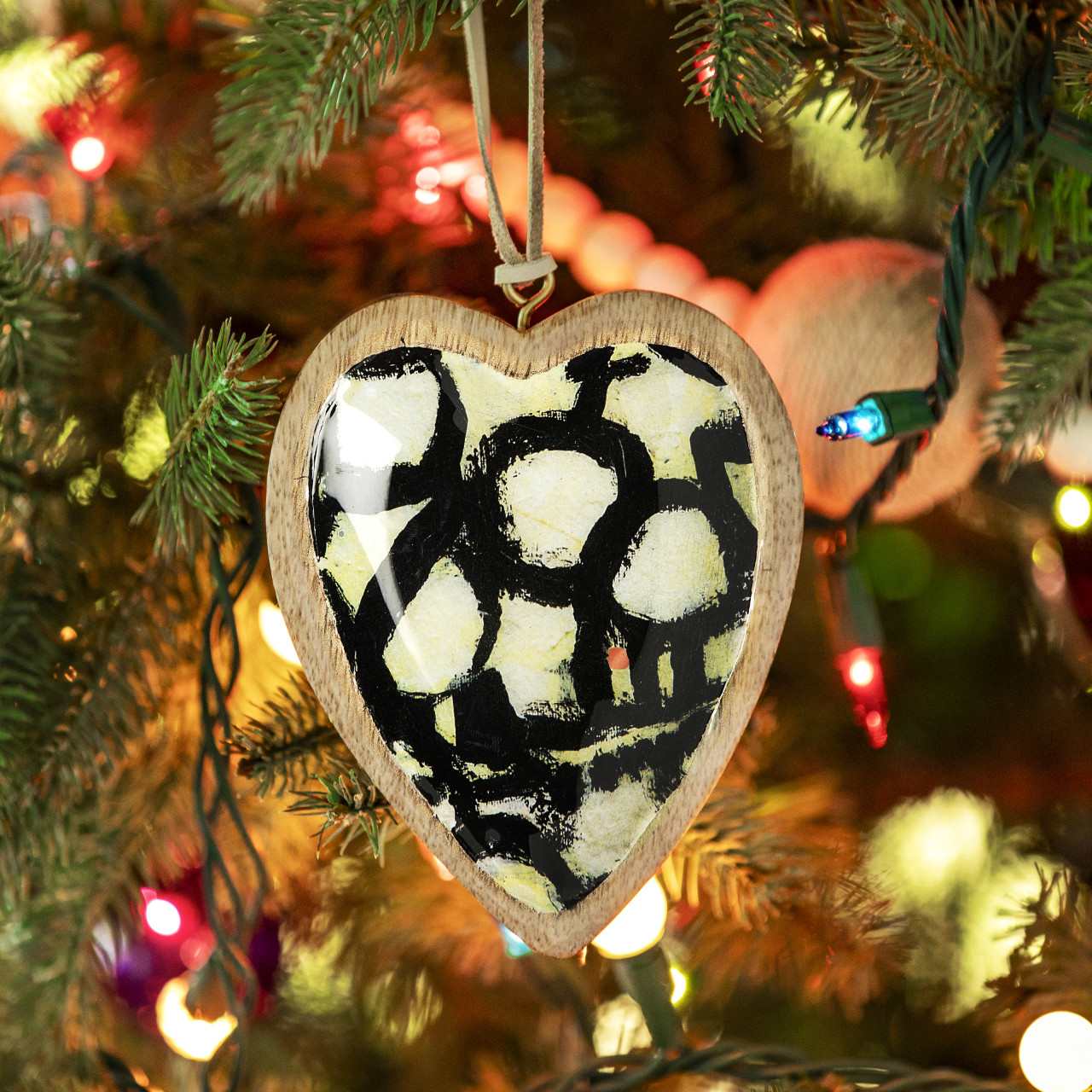 ArtLifting Heart Ornament - Off White and Black thumbnail