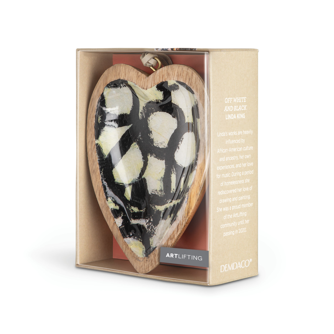 ArtLifting Heart Ornament - Off White and Black thumbnail