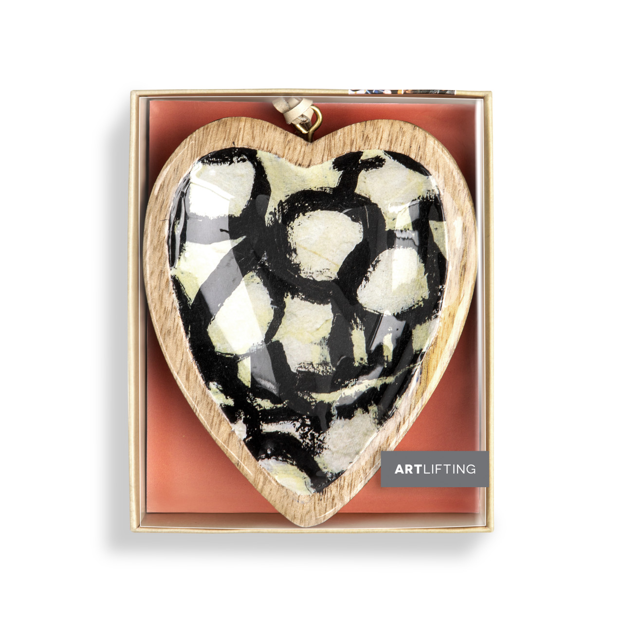 ArtLifting Heart Ornament - Off White and Black thumbnail