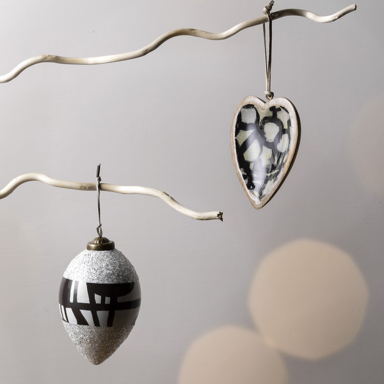 ArtLifting Heart Ornament - Off White and Black thumbnail