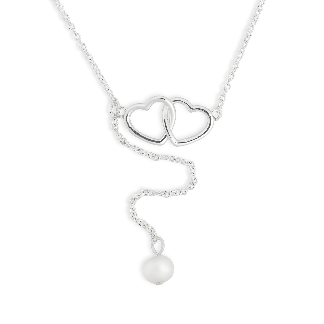 Dainty Double Heart Necklace-Silver thumbnail