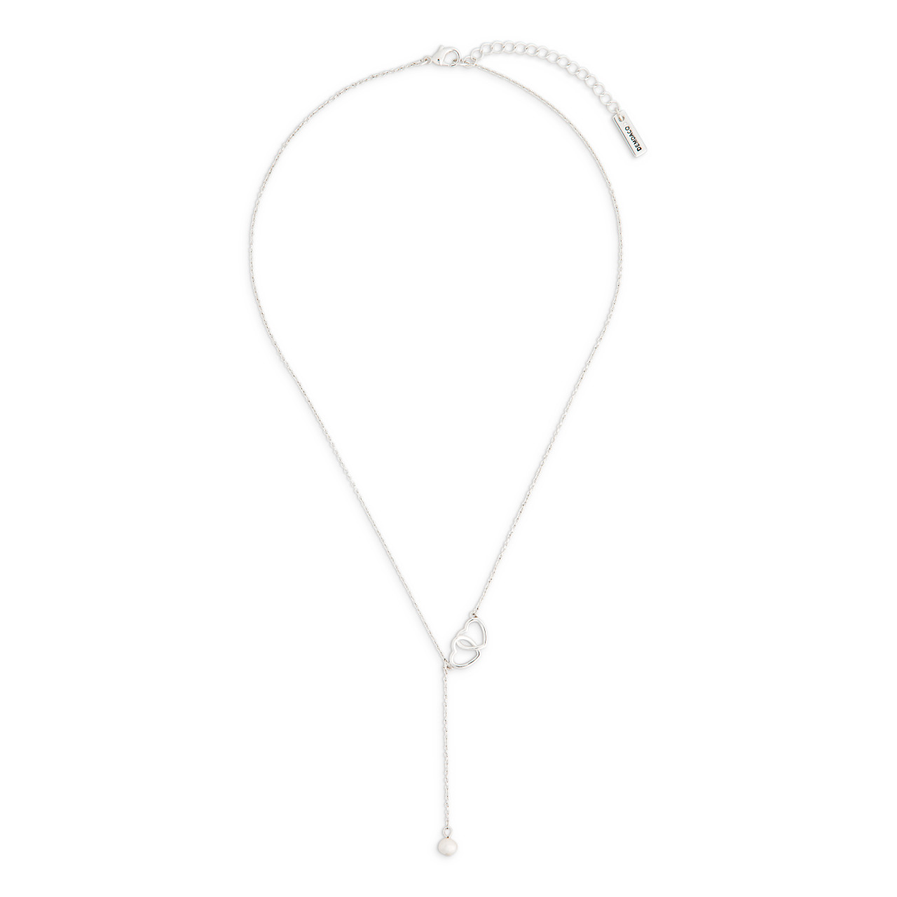 Dainty Double Heart Necklace-Silver thumbnail