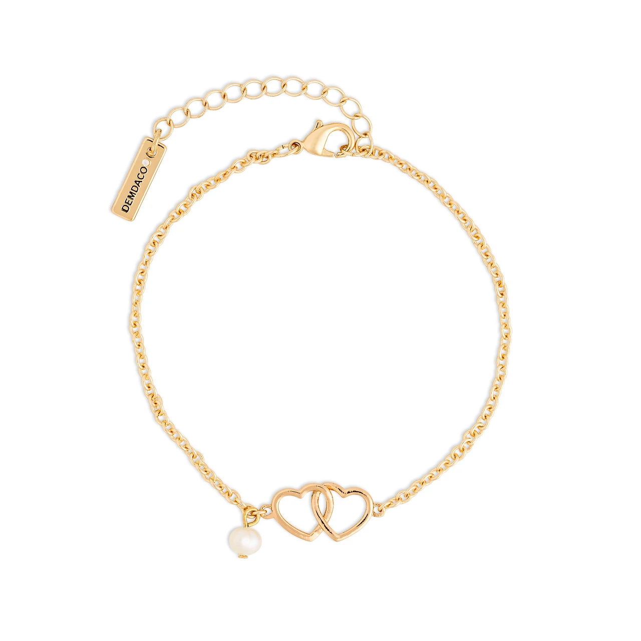 Dainty Bracelet - Gold Double Heart thumbnail