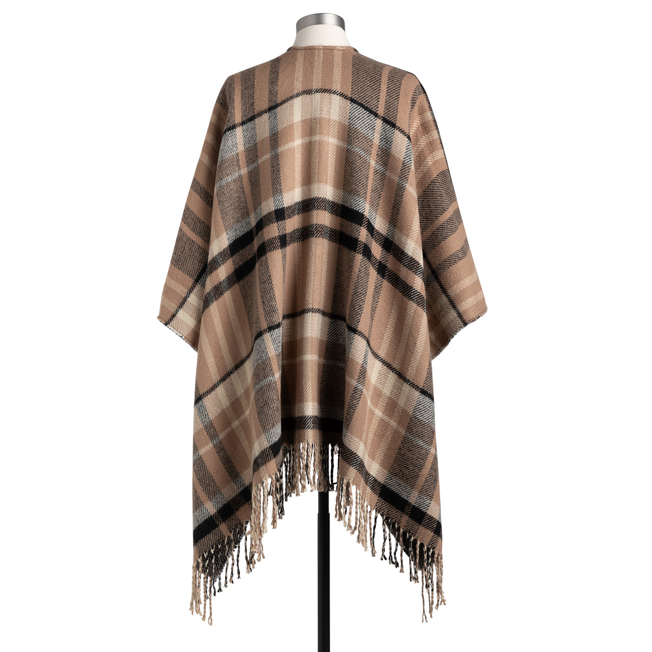 Reversible Plaid Kimono - Camel and Black thumbnail