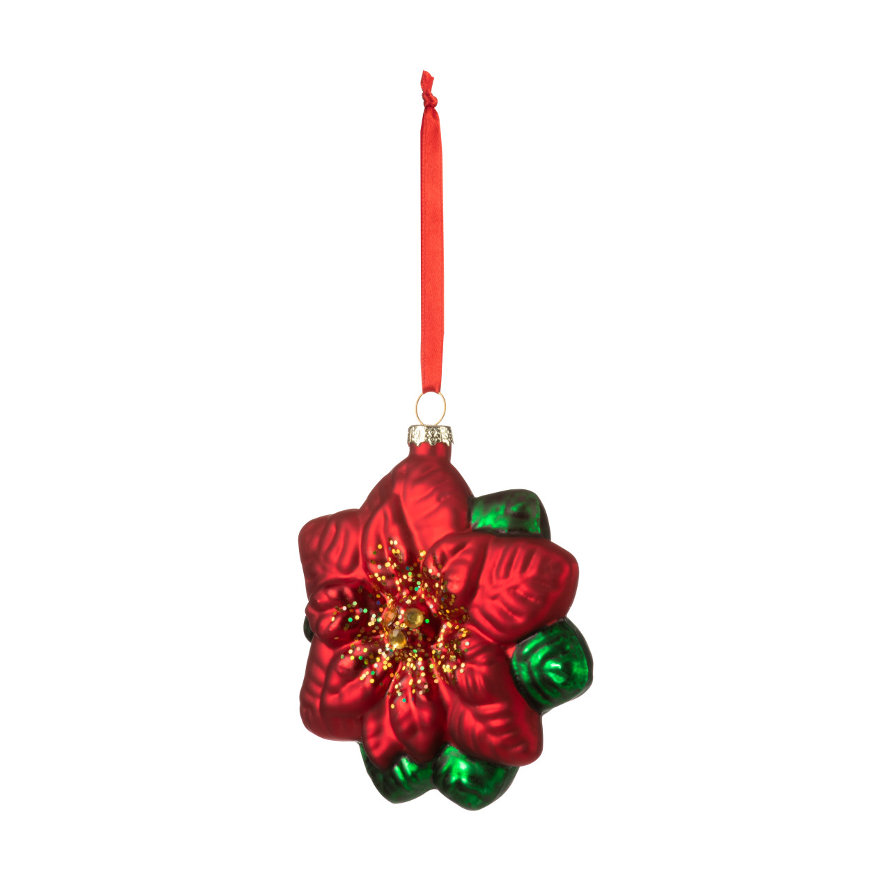 Blown Glass Poinsettia Ornament thumbnail