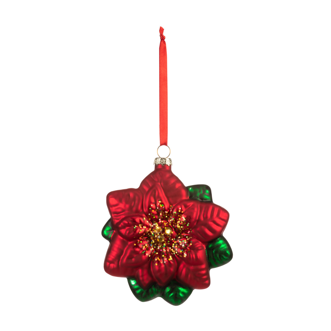 Blown Glass Poinsettia Ornament thumbnail