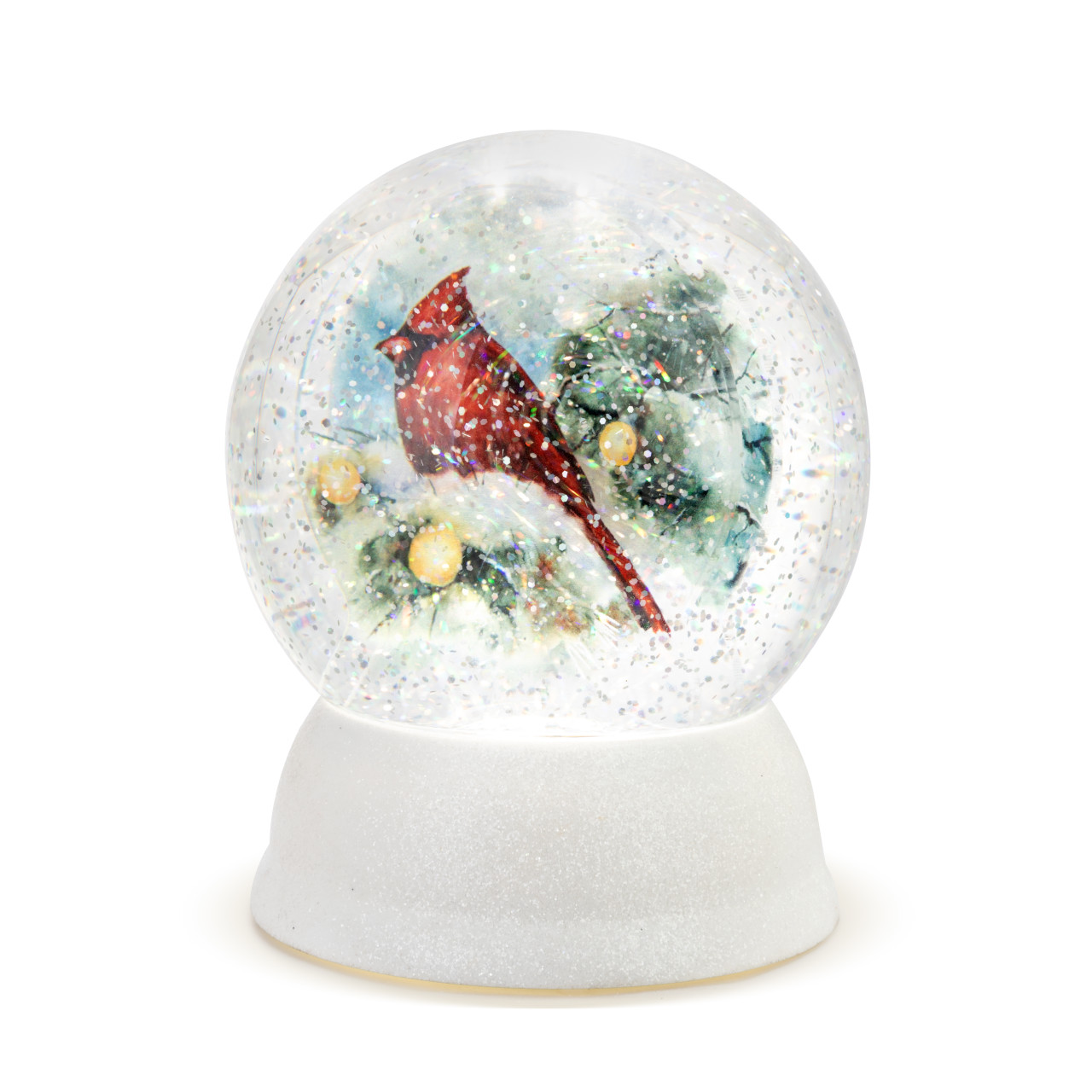 Lit Snow Frosted Cardinal Snow Globe thumbnail