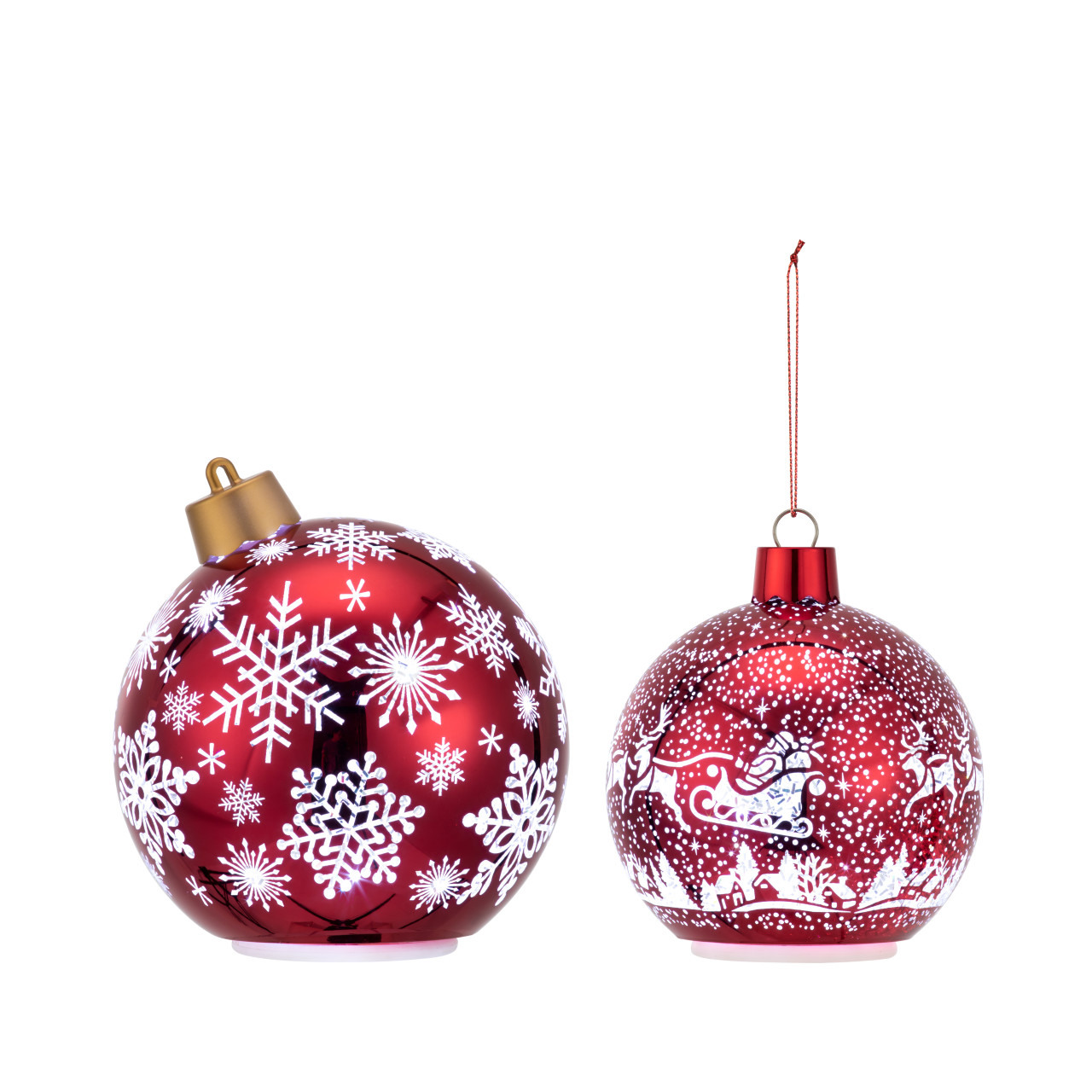 Lit Red Glitter Ornament Sitters - Set of 2 thumbnail