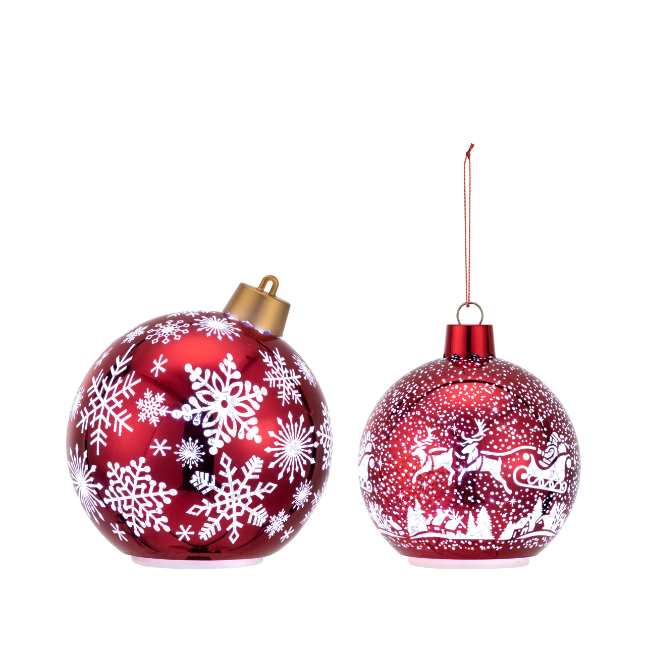 Lit Red Glitter Ornament Sitters - Set of 2 thumbnail
