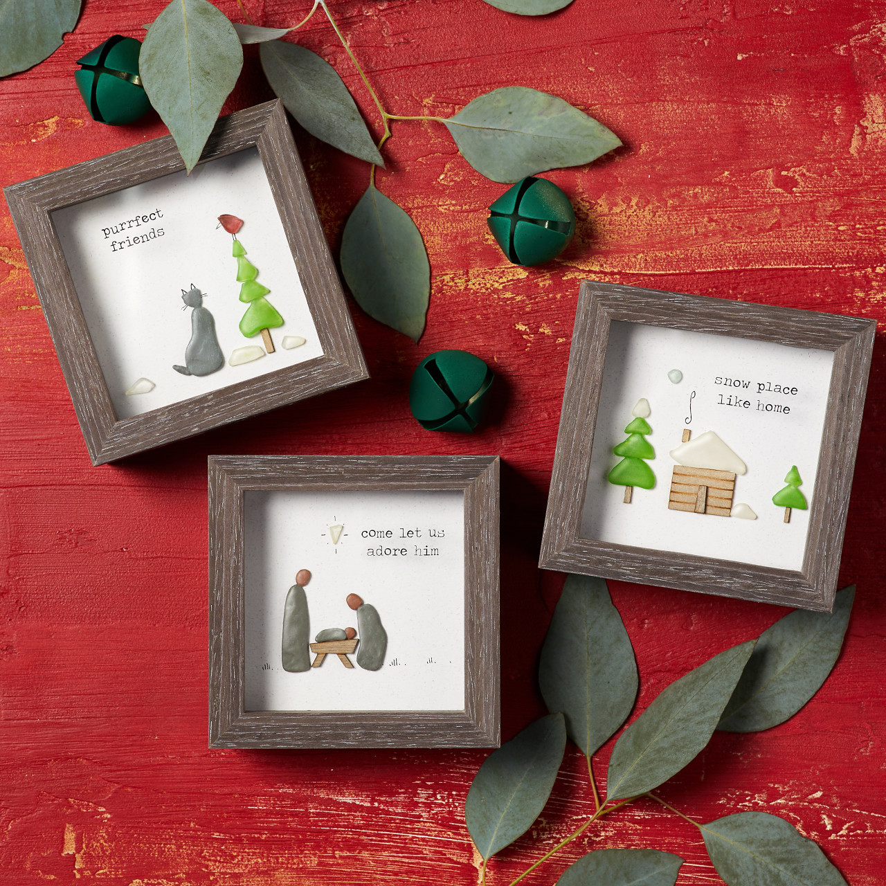 Sharon Nowlan Collection Come Let Us Adore Him Shadowbox 4" x 4" thumbnail