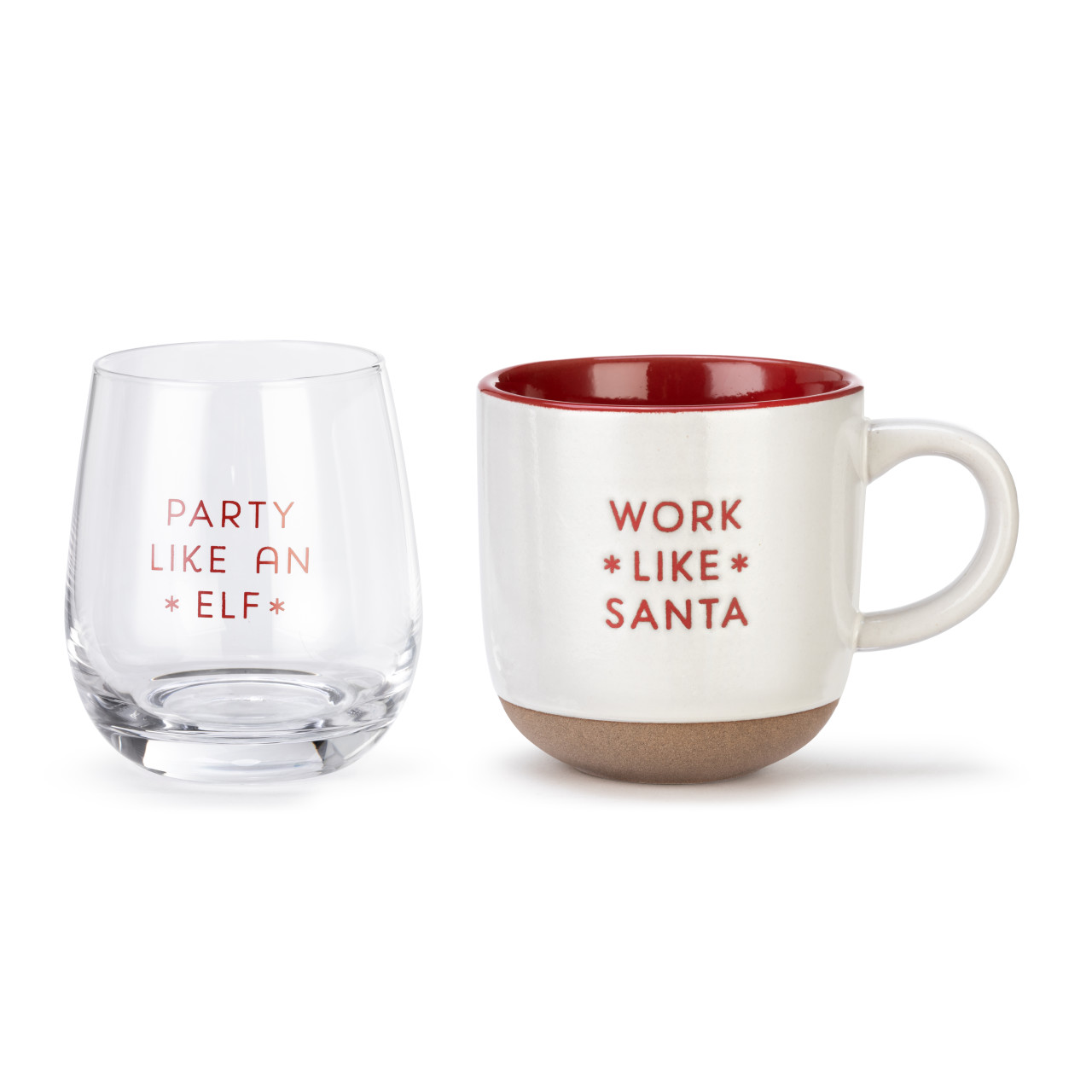 Uncork & Unwind Santa & Elf Stoneware Mug and Glass Set thumbnail