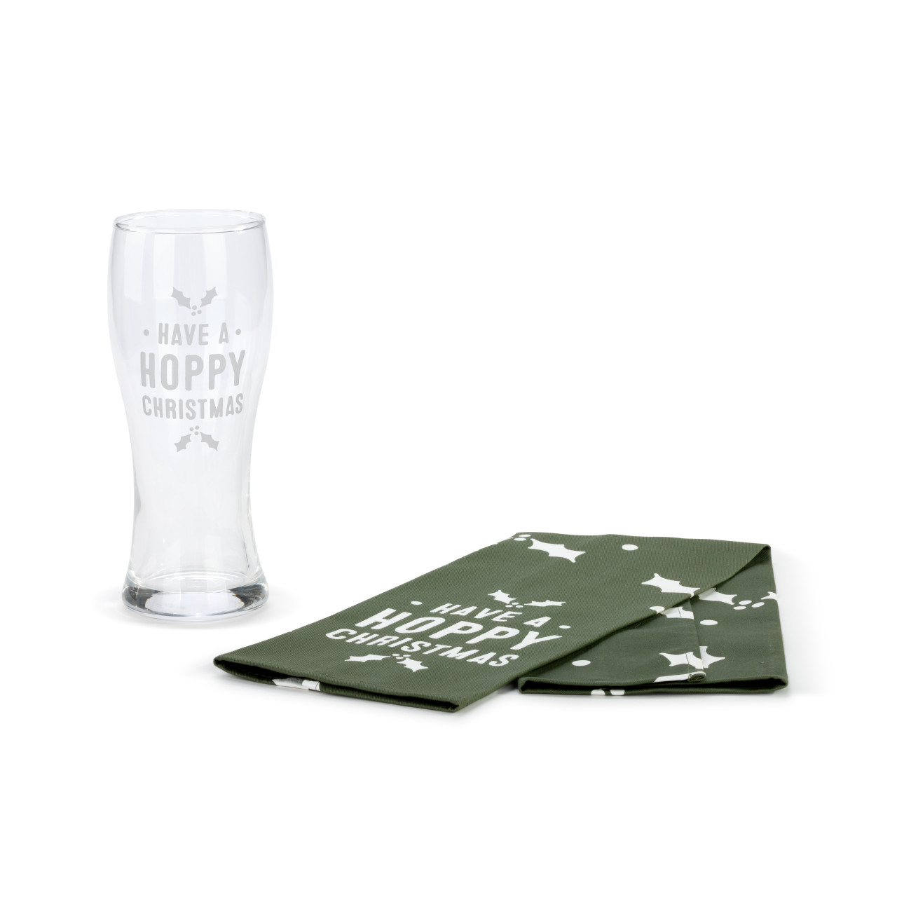 Hoppy Christmas Pilsner Glass & Towel Set thumbnail
