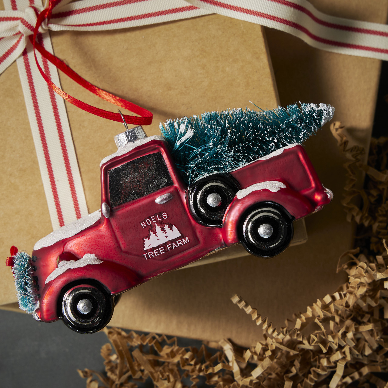 Blown Glass Red Truck Ornament thumbnail