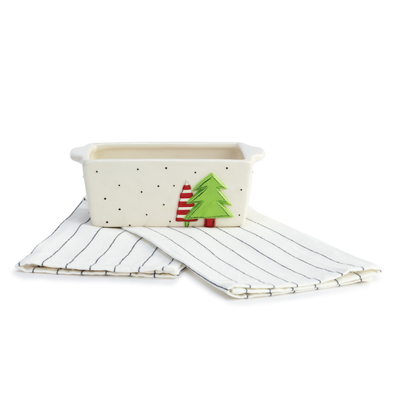 Mini Loaf Pan with Towel Set - Holiday Trees thumbnail