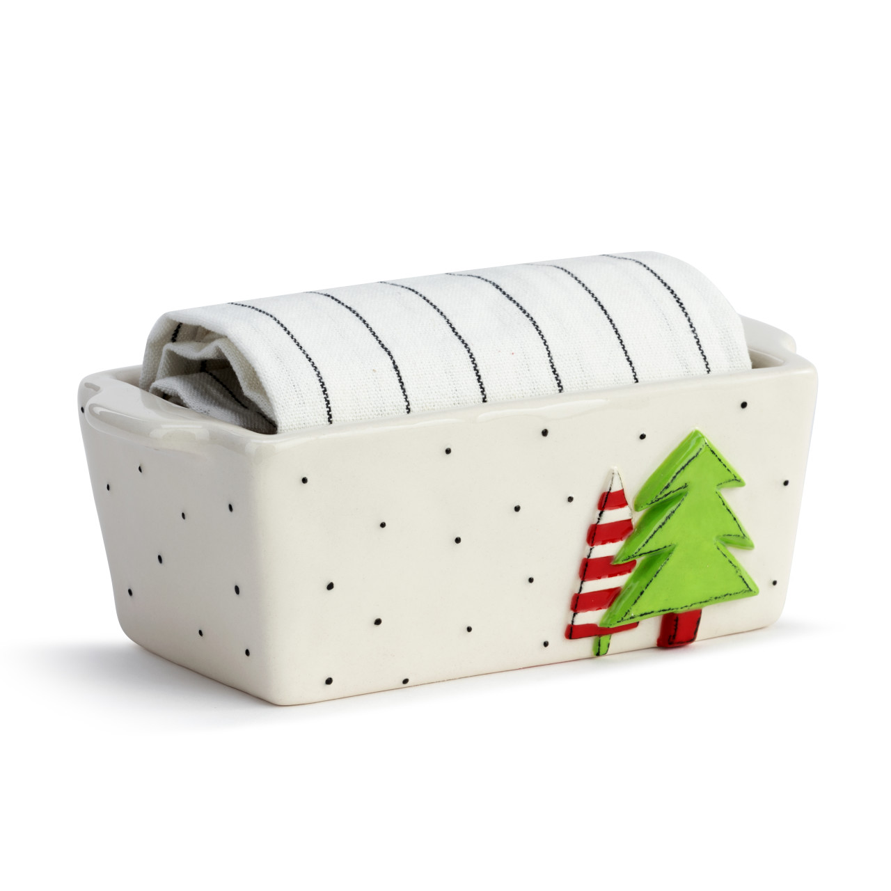 Mini Loaf Pan with Towel Set - Holiday Trees thumbnail