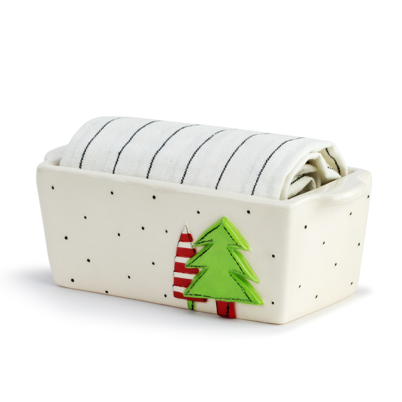 Mini Loaf Pan with Towel Set - Holiday Trees thumbnail