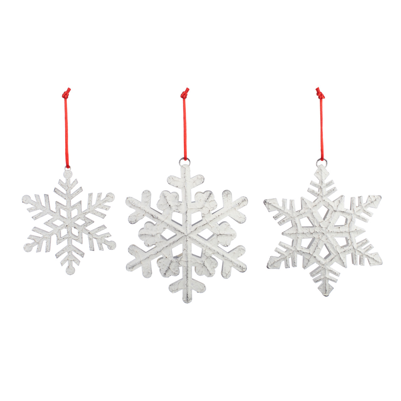 Metal Dist. Snowflake Ornaments - Set of 3 thumbnail