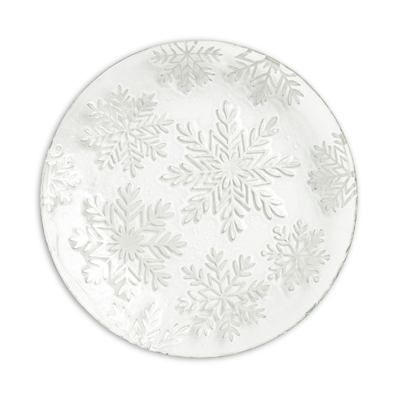 Round Glass Snowflake Embossed Plate thumbnail