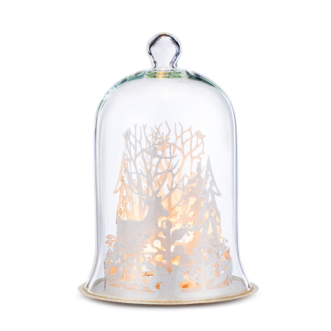 Lit Cloche with Winter Deer Scene thumbnail