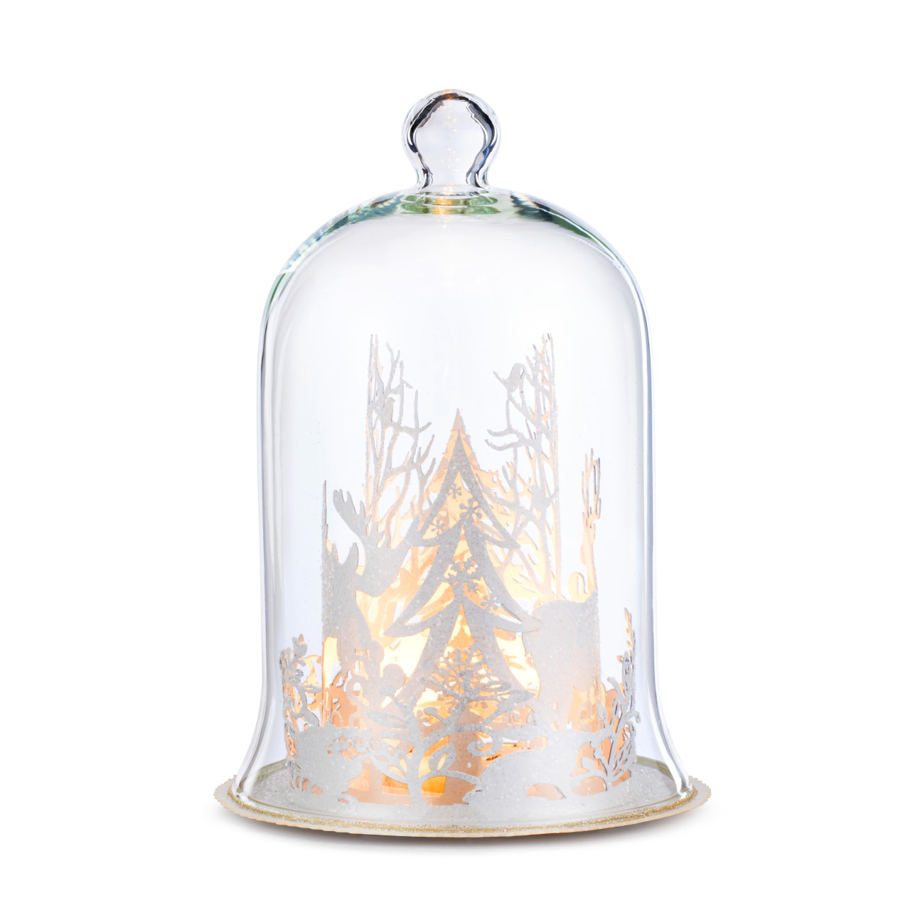 Lit Cloche with Winter Deer Scene thumbnail