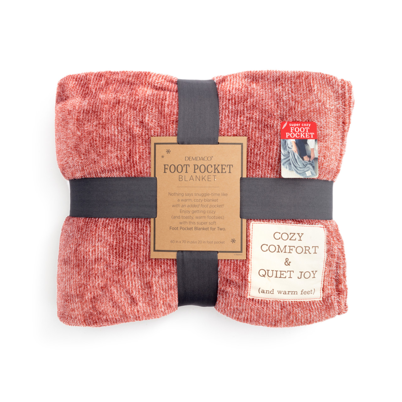 Cozy Time Red Holiday Quiet Joy Foot Pocket Blanket 60" x 70" thumbnail