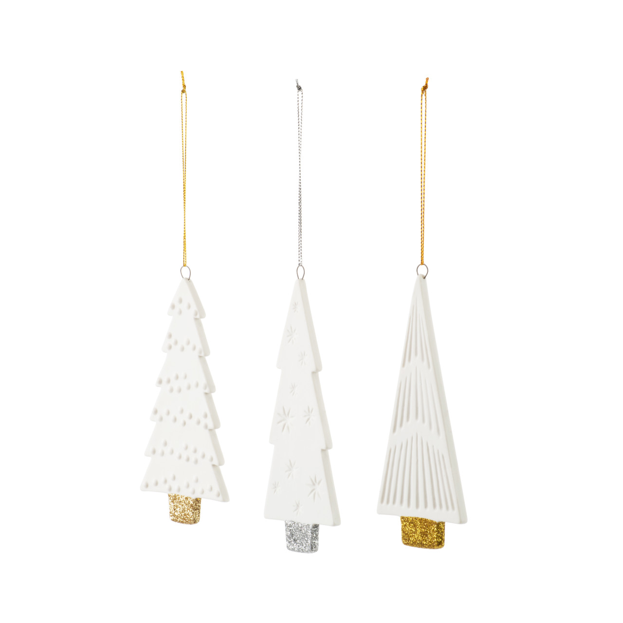 Ceramic Metallic Tree Ornaments - 3 Assorted thumbnail