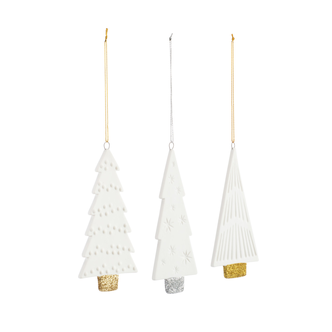 Ceramic Metallic Tree Ornaments - 3 Assorted thumbnail