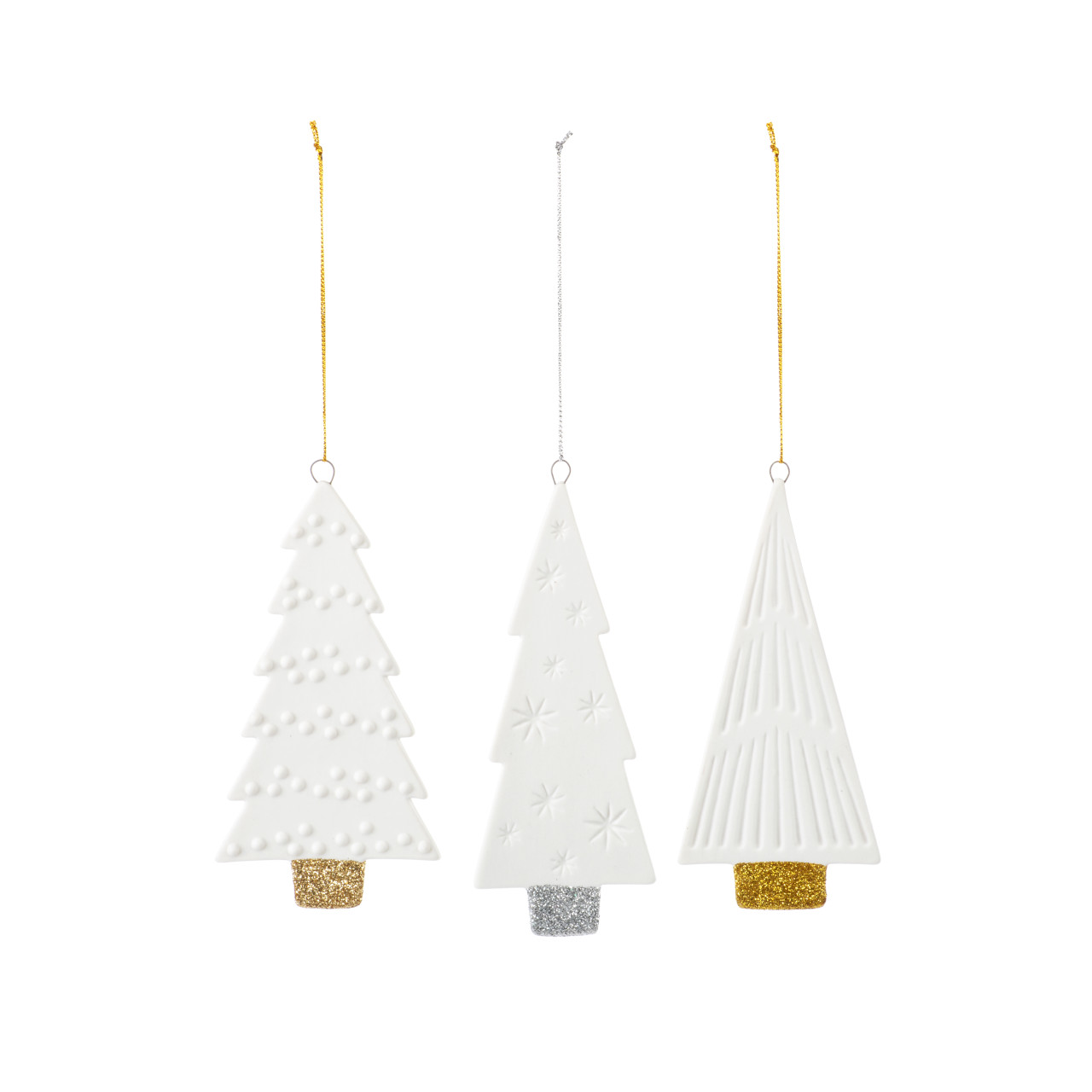 Ceramic Metallic Tree Ornaments - 3 Assorted thumbnail