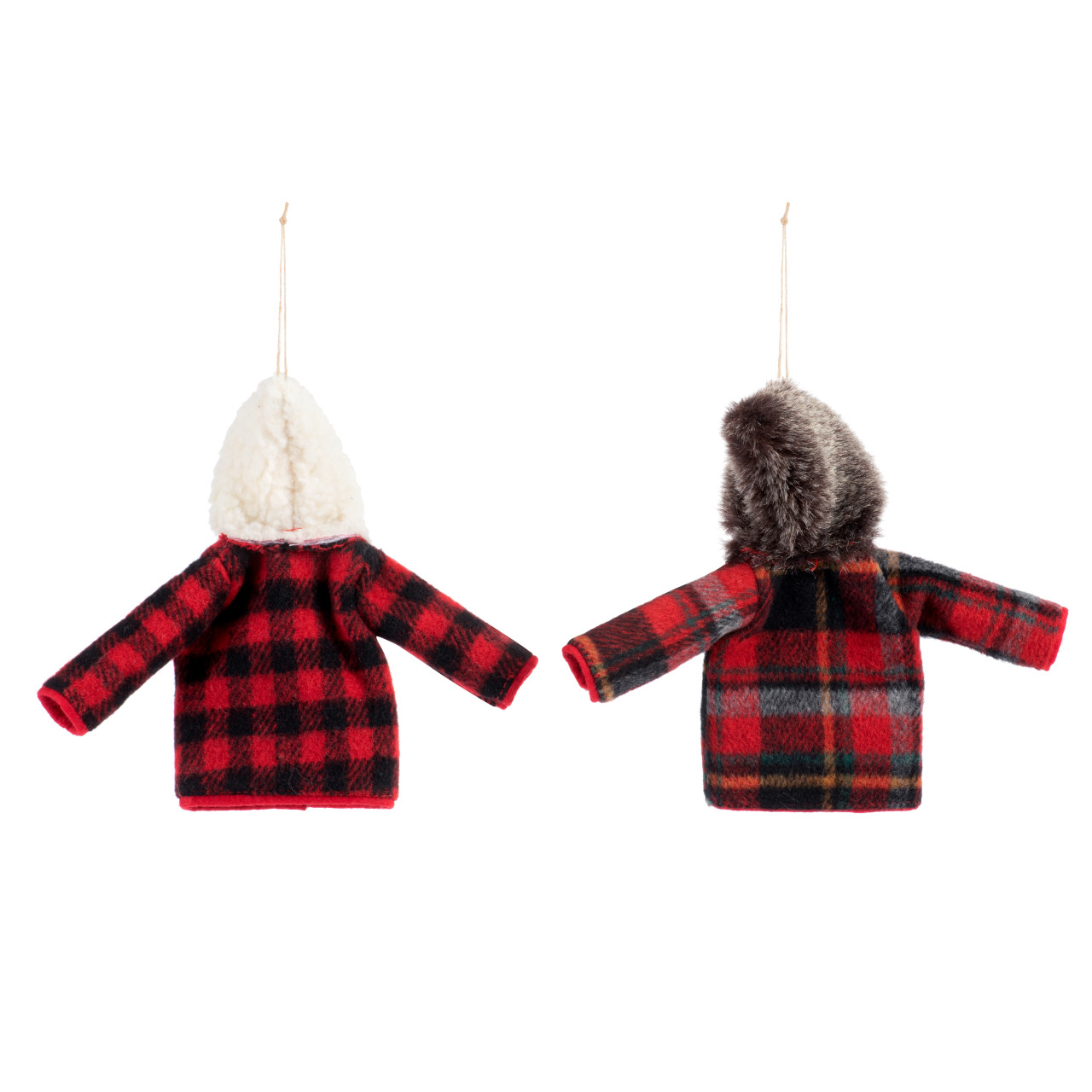 Red Plaid Mini Coat Ornaments - 2 Assorted thumbnail