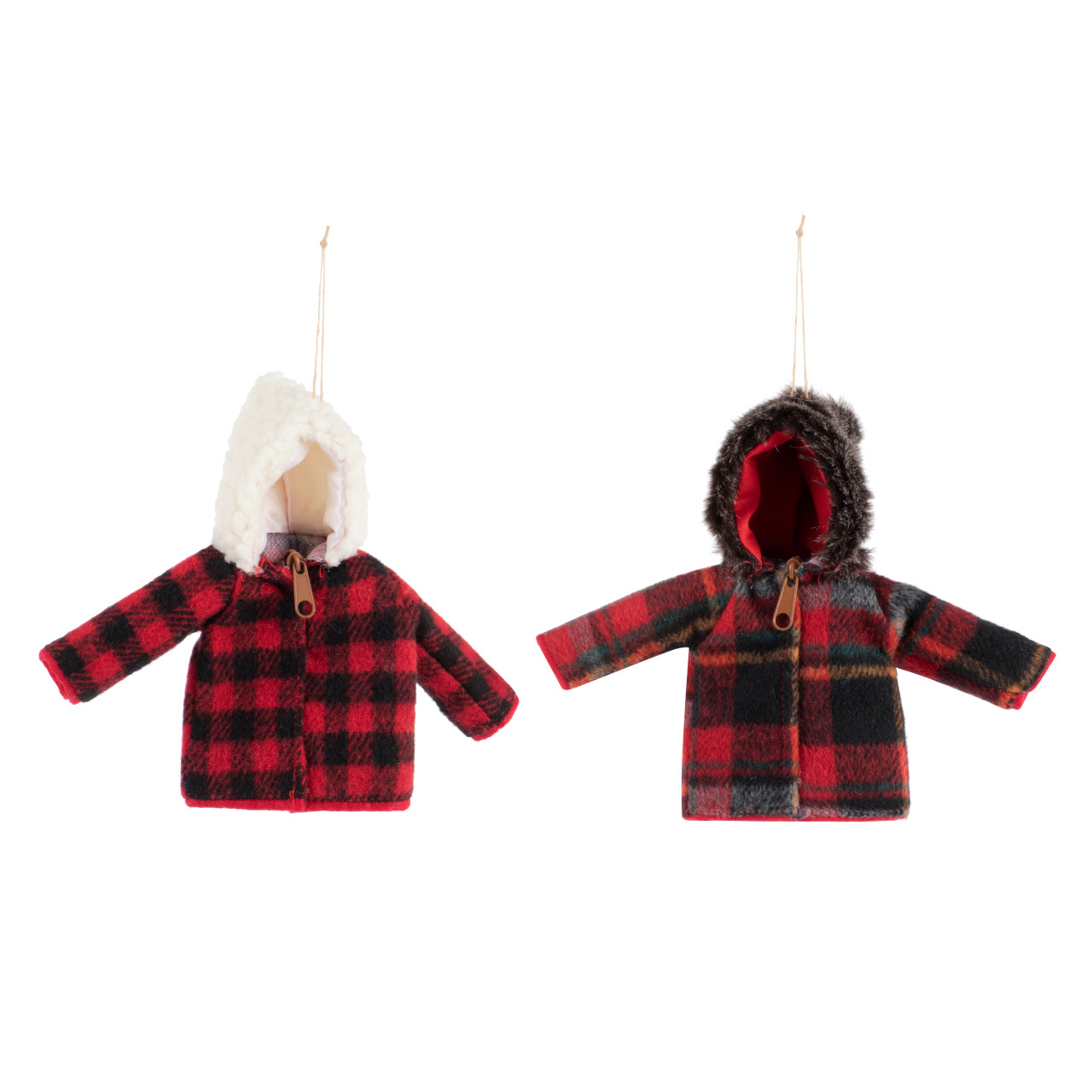 Red Plaid Mini Coat Ornaments - 2 Assorted thumbnail