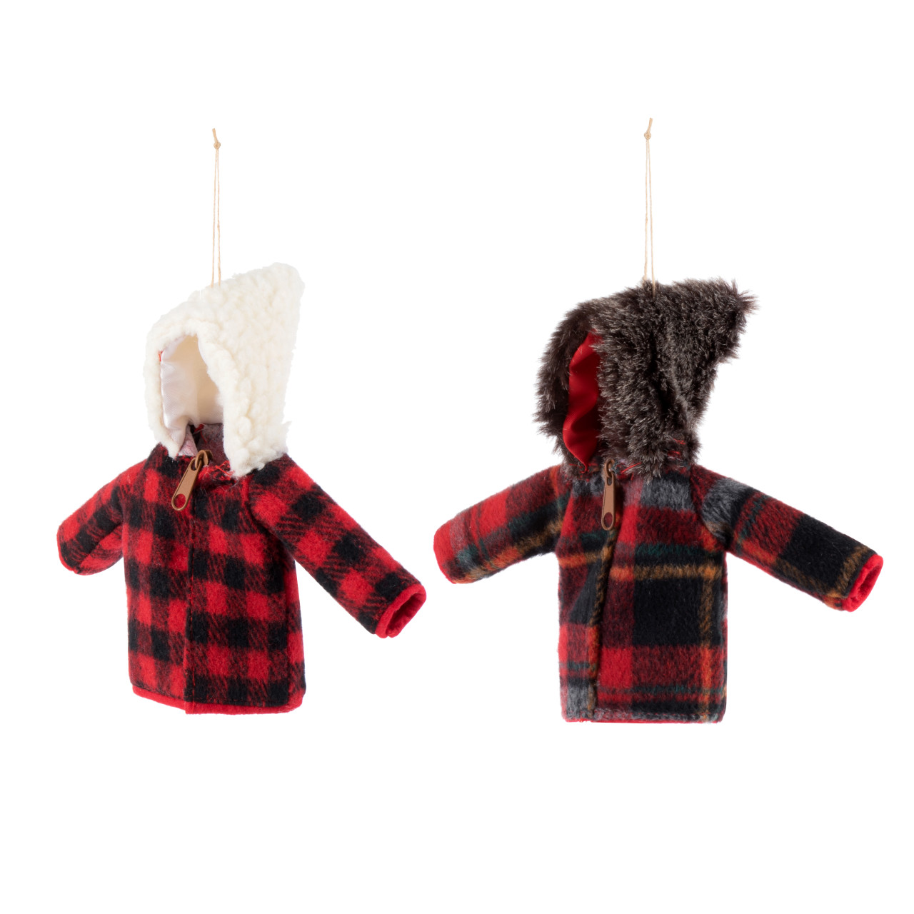 Red Plaid Mini Coat Ornaments - 2 Assorted thumbnail