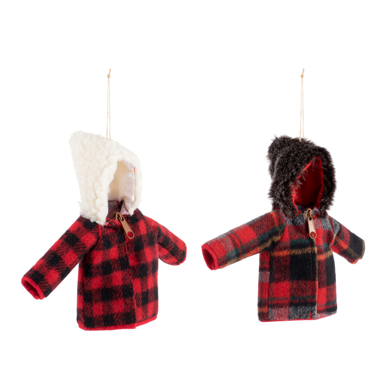 Red Plaid Mini Coat Ornaments - 2 Assorted thumbnail