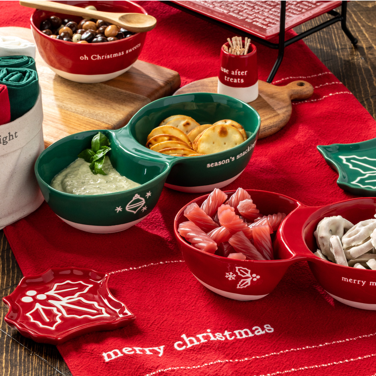 Merry Munchies Handheld Double Snack Bowl thumbnail